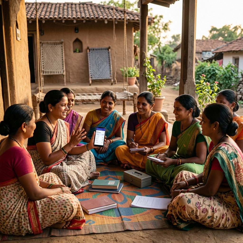 Rural women SHG meeting